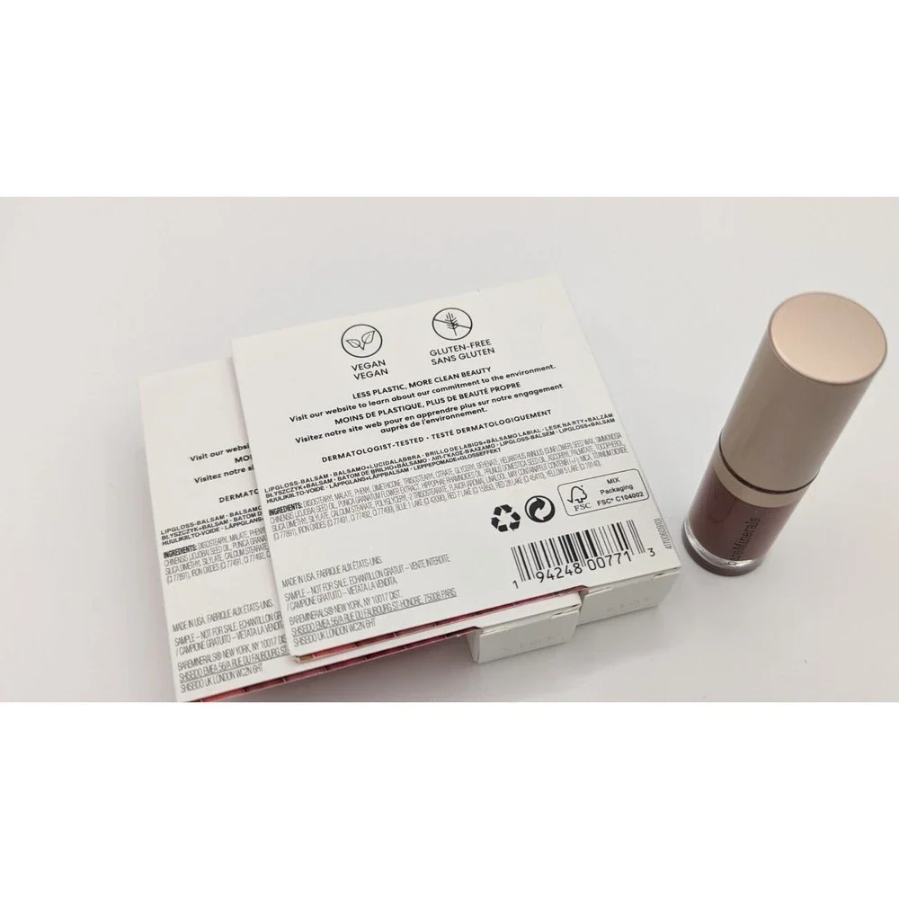 2x BareMinerals Mineralist Lip Gloss Balm‎ Mini in SINCERITY .06oz New in Box